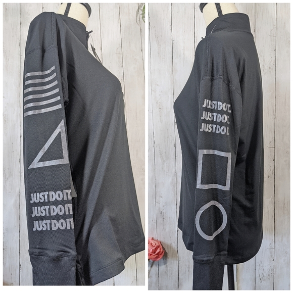 NEW NIKE running black half zip long sleeve sweate - Picture 2 of 8